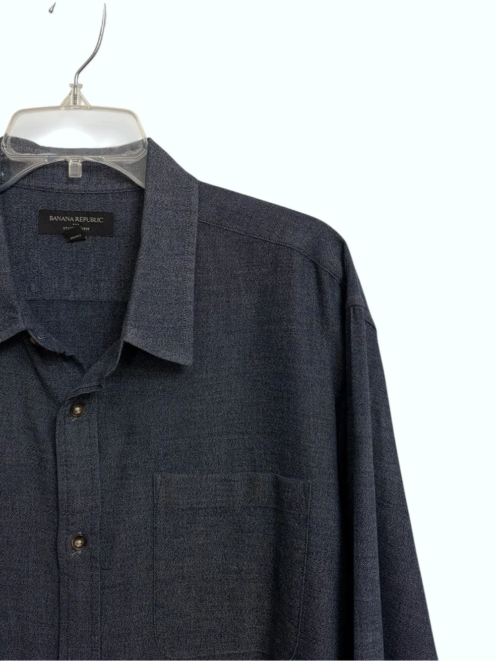 Banana Republic Camden Standard-Fit Shirt Men's XL Heather Blue Preppy Coastal